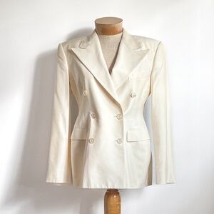 RALPH LAUREN Purple Label 100% Silk Dupioni Double Breasted Blazer Jacket Size 8